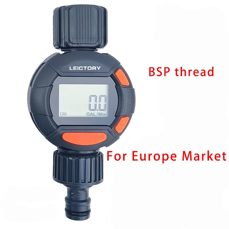 Water Flow Meter Measure Gallon/Liter Consumption and Flow Rate for Outdoor Garden Hose Watering RV Water Tank Filling