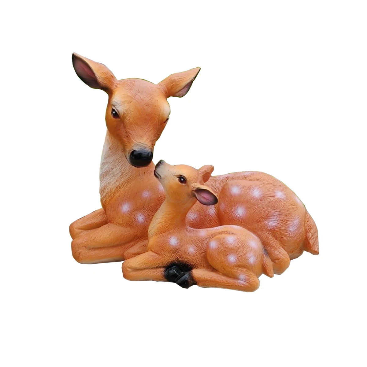 1 Set Resin Deer Figurine For Garden, Lifelike Fawn And Doe Sculpture, Outdoor Lawn Ornament, Durable Yard Statue Decor