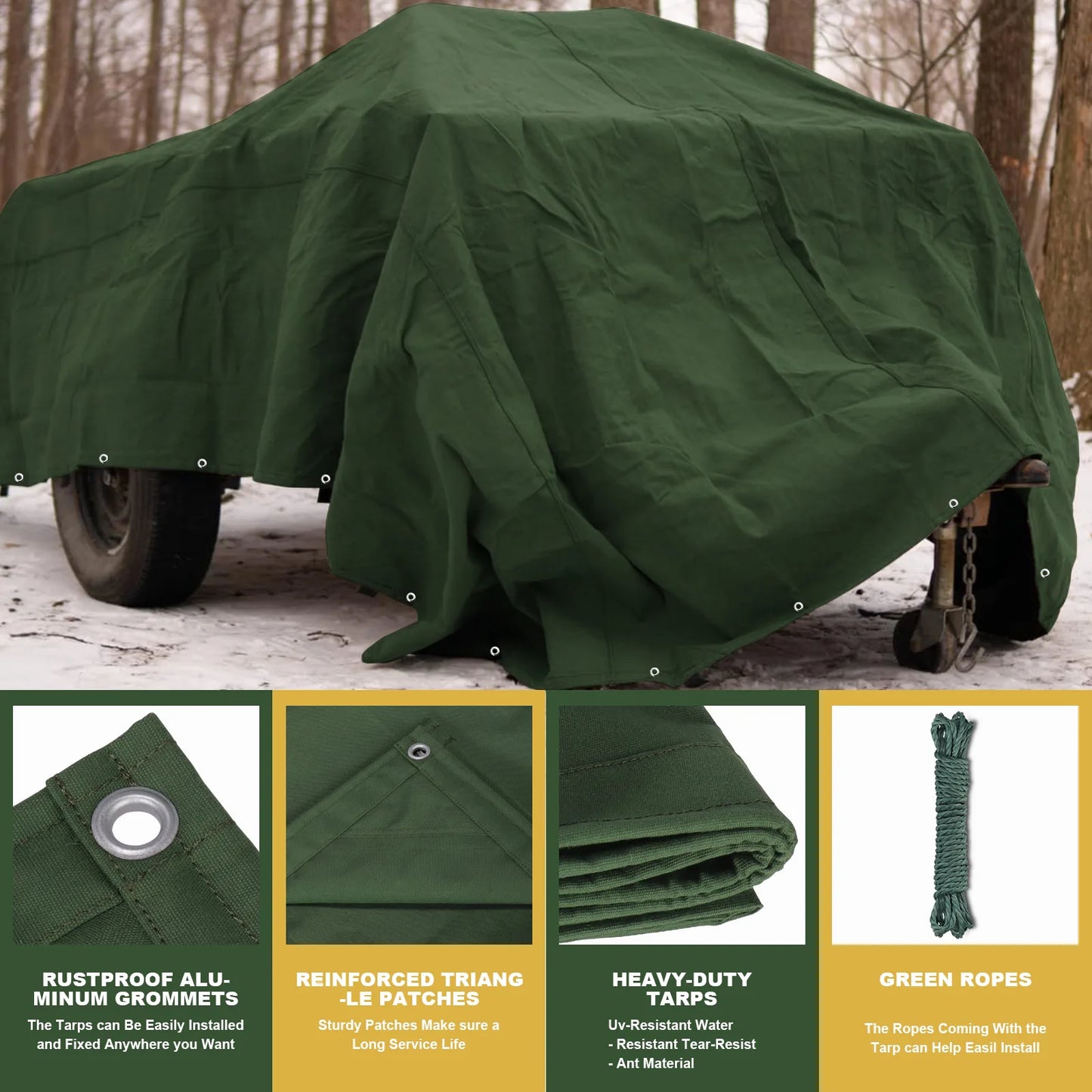 Canvas Tarp with Rustproof Grommets 450gsm Heavy Duty Multipurpose Tarpaulin Cover for Canopy Tent  Roof Camping Woodpile