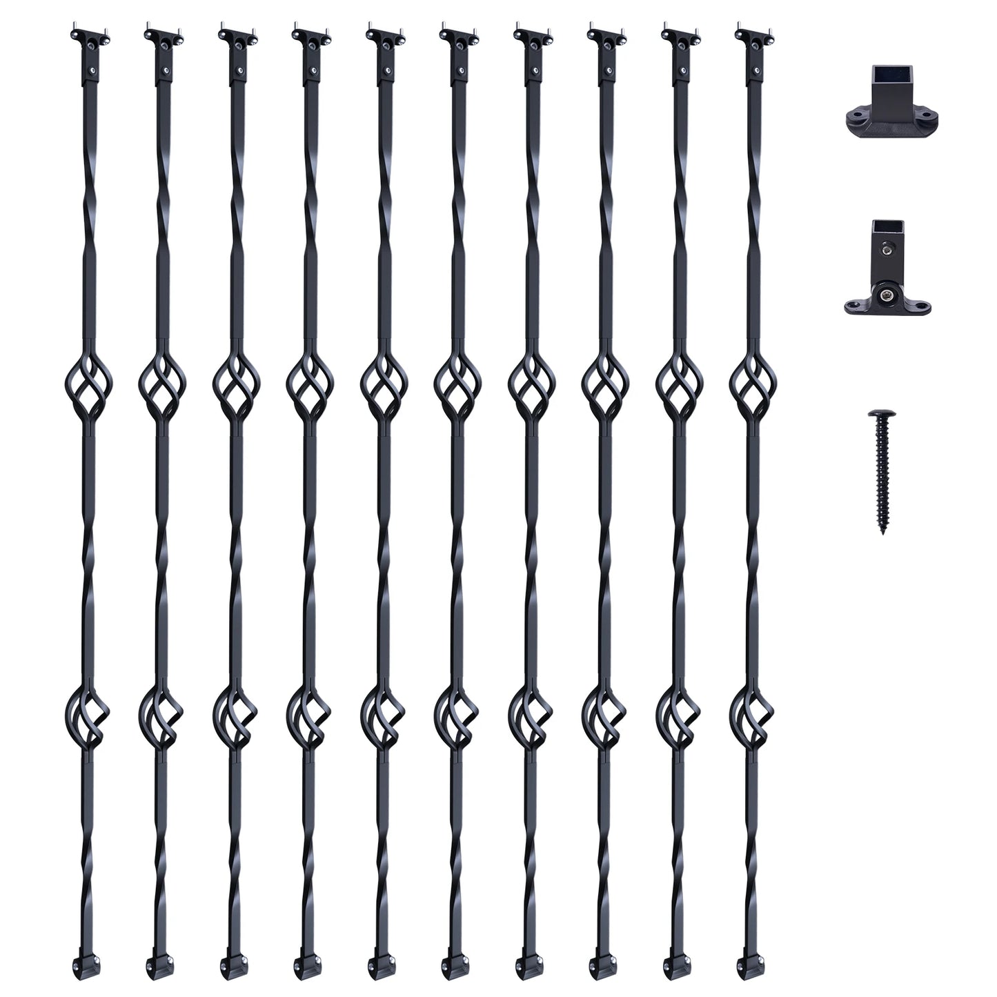 VEVOR Staircase Metal Balusters Galvanized Steel Decorative Banister Spindles with Hollow Baskets Spiral Stair with Shoes Screws