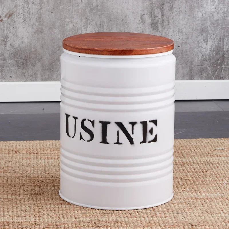 Paint Bucket Stool, Iron Art, Creative Storage Seat, Commercial Retro Low Stool, Bars, Shopping Malls Oil
