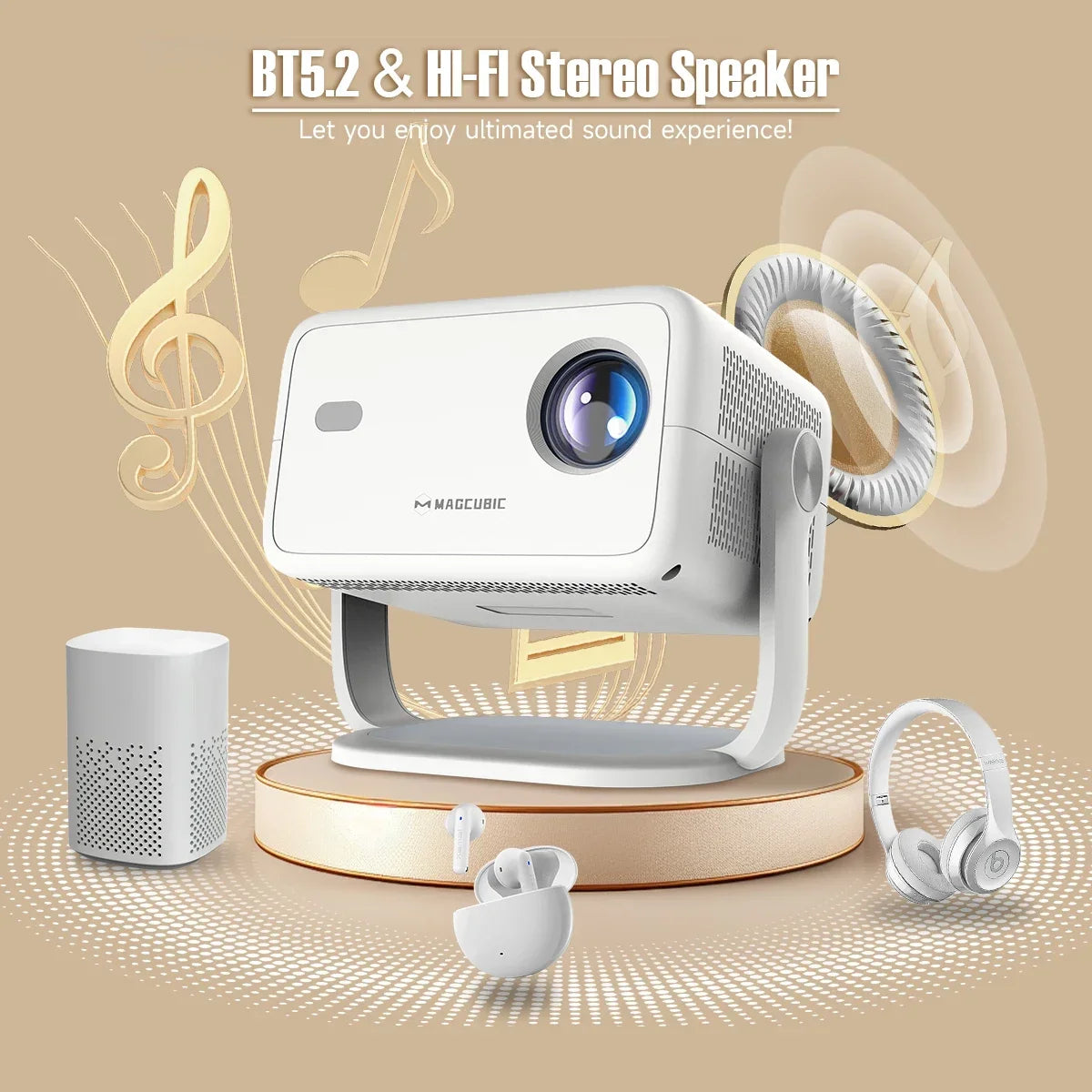 Magcubic L018 650 ANSI Projector: 1080P 4K, Auto Focus/Keystone, Android 11, WiFi6, BT5.2, 360° Portable Home Cinema | AlluCanFind