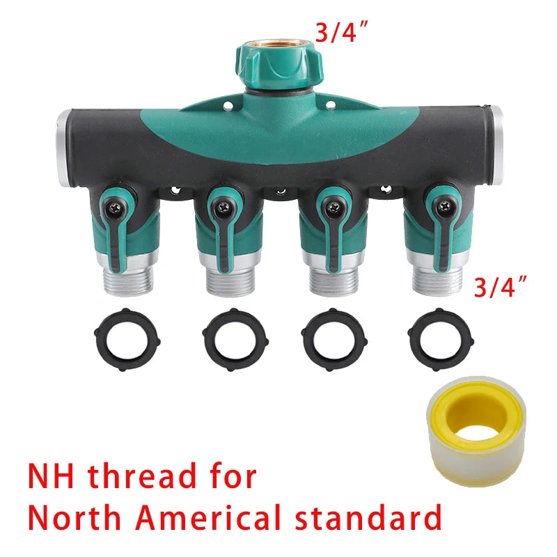 1-2-4 Way Heavy Duty Garden Hose Splitter Faucet Splitter, Outdoor Faucet Splitter Adapter for Water Hose, Water Spigot Splitter