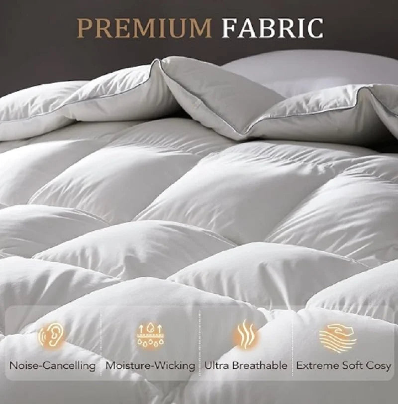downluxe Luxurious Down Fiber Comforter with Premium Fabric, All Seasons Medium Warmth Duvet Insert King, Hotel Collection Down