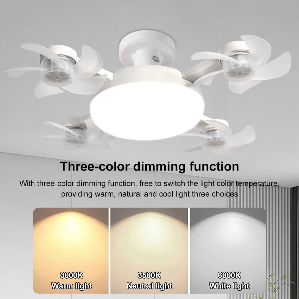 E27 LED Ceiling Fan Light with Remote Control Dimmer Function 50-60W Ceiling Light Drone Shaped Fan Light for Living Room, Study