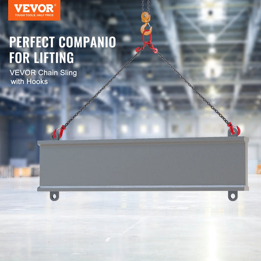 VEVOR 3T Chain Sling 6 ft Heavy Duty Lifting Chains with 2 Leg Grab Hooks G80 for Engine Manual Hoist Lifting Tool