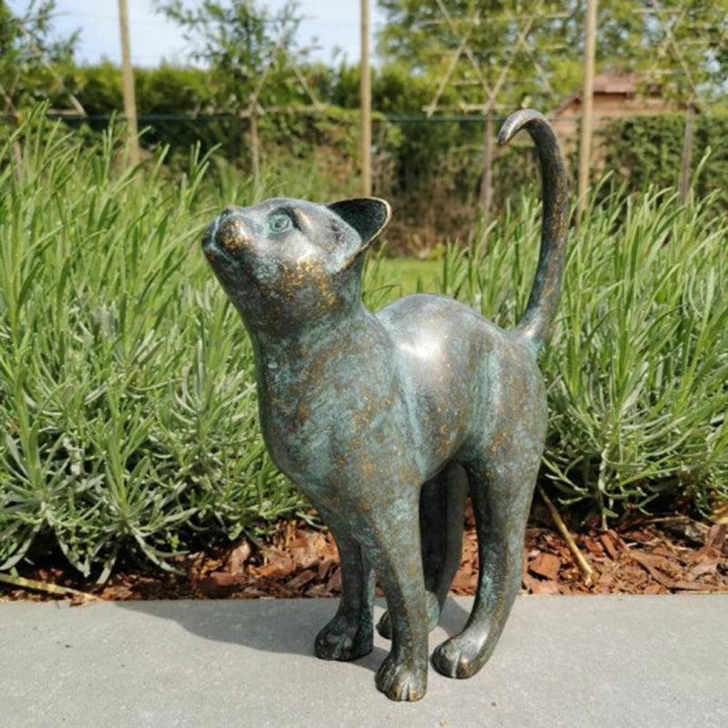 Cat Statue Butterfly Cat Statue Grease Bronze Lawn Porch Pet Garden Outdoor Decoration Courtyard, Yard, Lawn And Landscape Decor