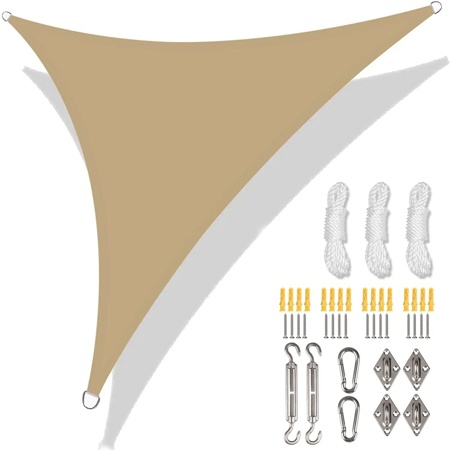 5/3.6/3/2M Triangle Shade Sail Waterproof Sunshade Sail Canopy 98%UV Block Awning with Free Rope for Garden Patio Pergola Gazebo