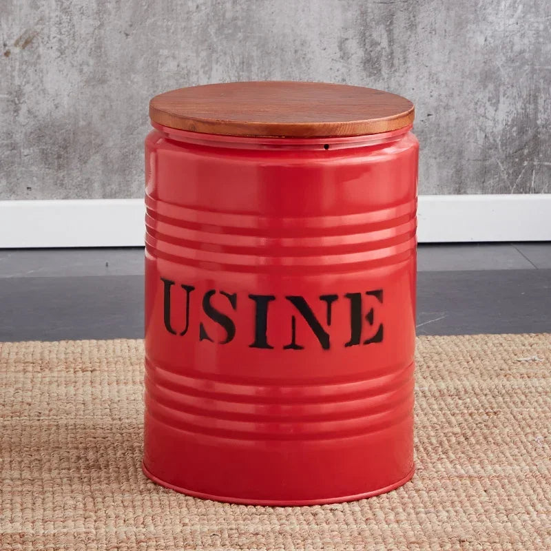 Paint Bucket Stool, Iron Art, Creative Storage Seat, Commercial Retro Low Stool, Bars, Shopping Malls Oil