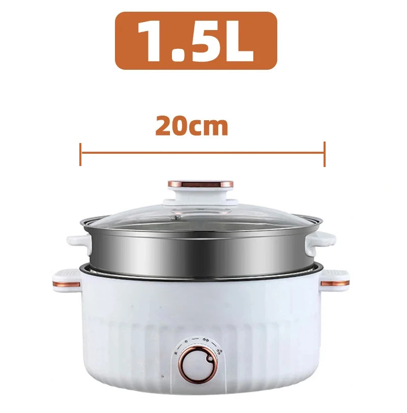 Portable Electric Multifunctional Cooker Household Double Layer Hot Pot Mini Non-stick Cookware for Kitchen and Home Appliance