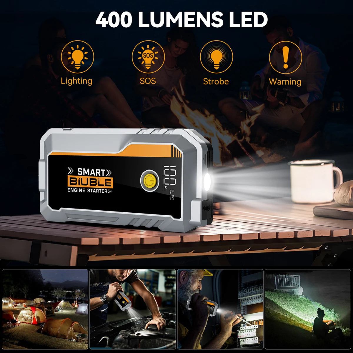 BIUBLE Jump Starter, 6000A Peak Portable 12V Car Battery Charger Jump