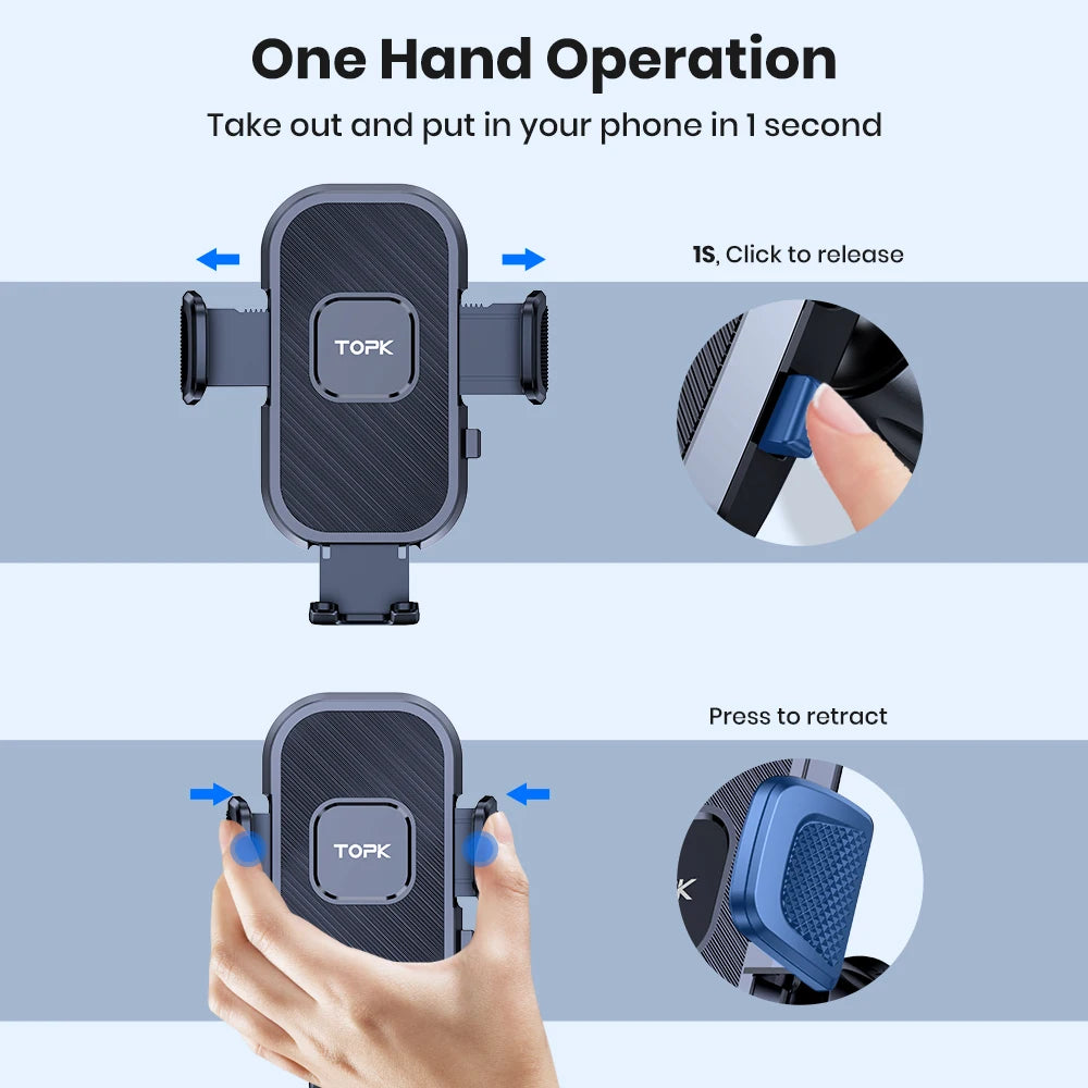 TOPK Universal Car Phone Holder Dashboard Mount for iPhone Android 360