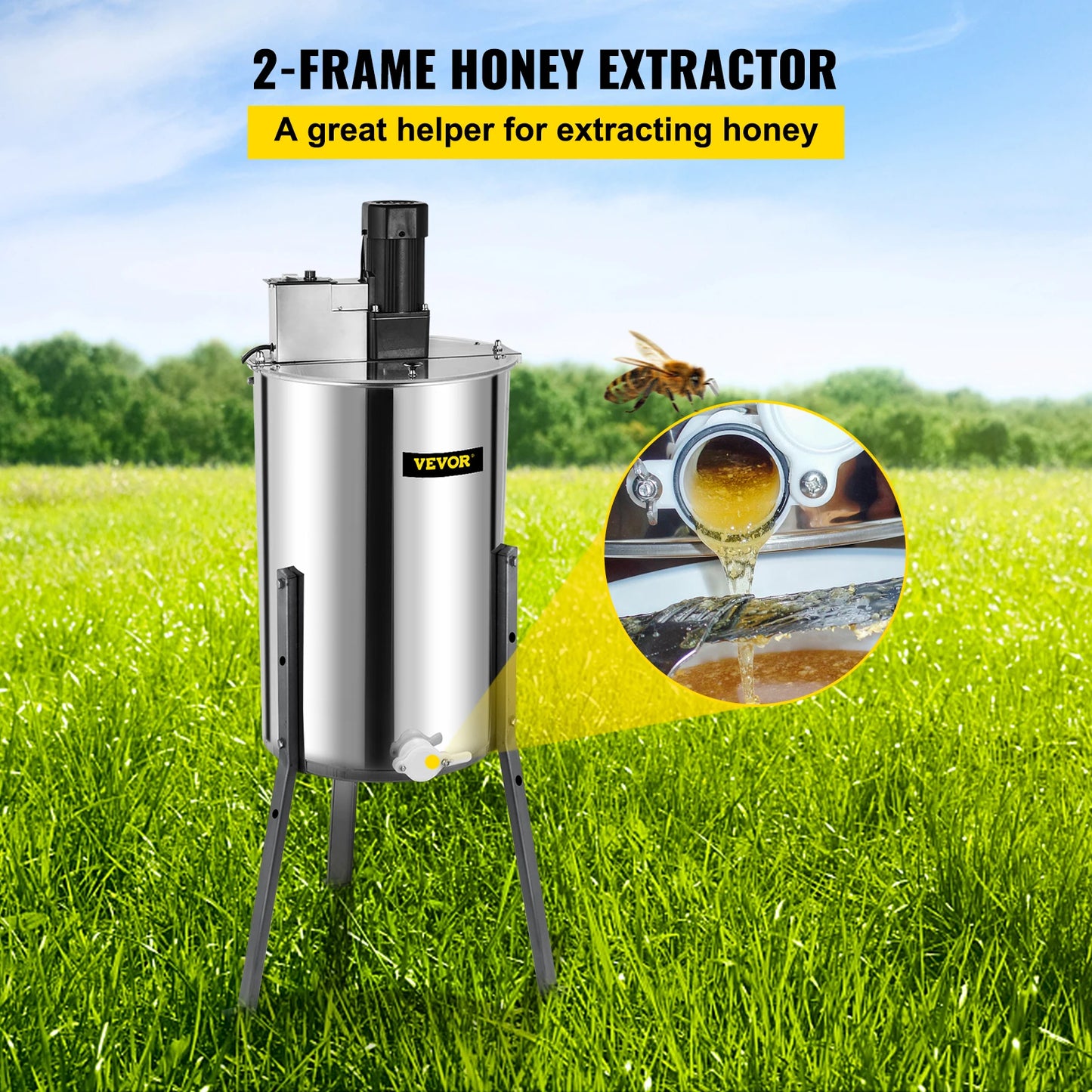 SucceBuy Honey Extractor 2 3 4 Frame Manual Electric Stainless Steel Honeycomb Spinner Crank Centrifuge Beekeeping Equipment