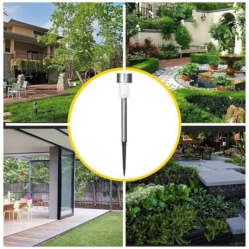 10-24PCS Stainless Steel Solar Garden Light Outdoor Solar Powered Lamp Lanter Waterproof Landscape Lighting Yard Lawn Decoration