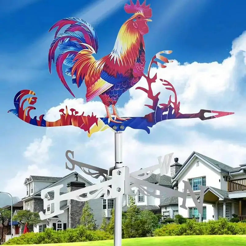 Metal Rooster Weathervane Yard Garden Barn Ornament Weather Vane Roof Weather Vanes Outdoor Animals Decorations Garden Art Decor