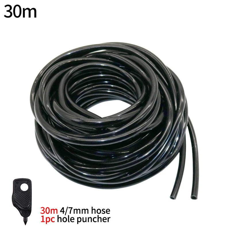 10-30M Outdoor Misting Cooling System 4/7PVC Garden Irrigation Watering Adjustable 1/4'' Brass Atomizer Nozzles Micro Sprinklers