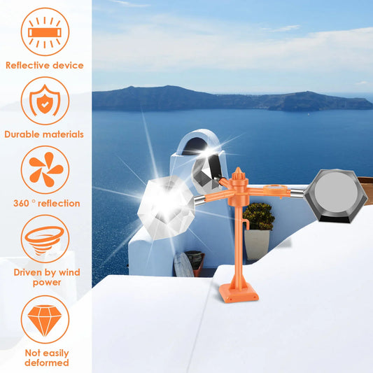 Bird Repeller Wind Powered 360 Degree Rotating Bird Repeller Mirror Reflective Design Retractable Scare Birds Gardening Supplies