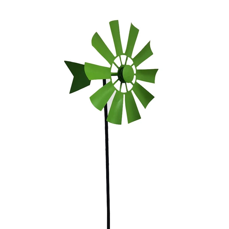 Wrought Iron Rotating Windmill Metal Wind Spinner Landscape Ornament for Outdoor Courtyard Yard Lawn Pinwheel Decor Supplies