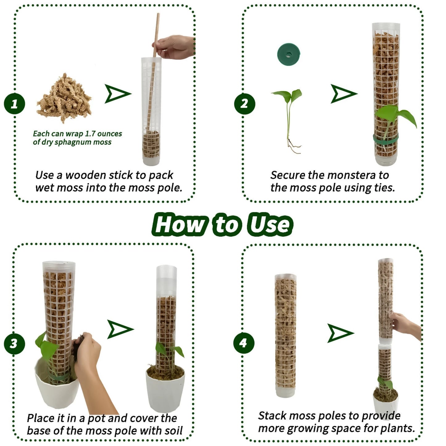 1/2/3pcs Self-watering Moss Pole Stackable Plant Stand Plant Climbing Column Growing Support Stand for Plants Garden Accessories