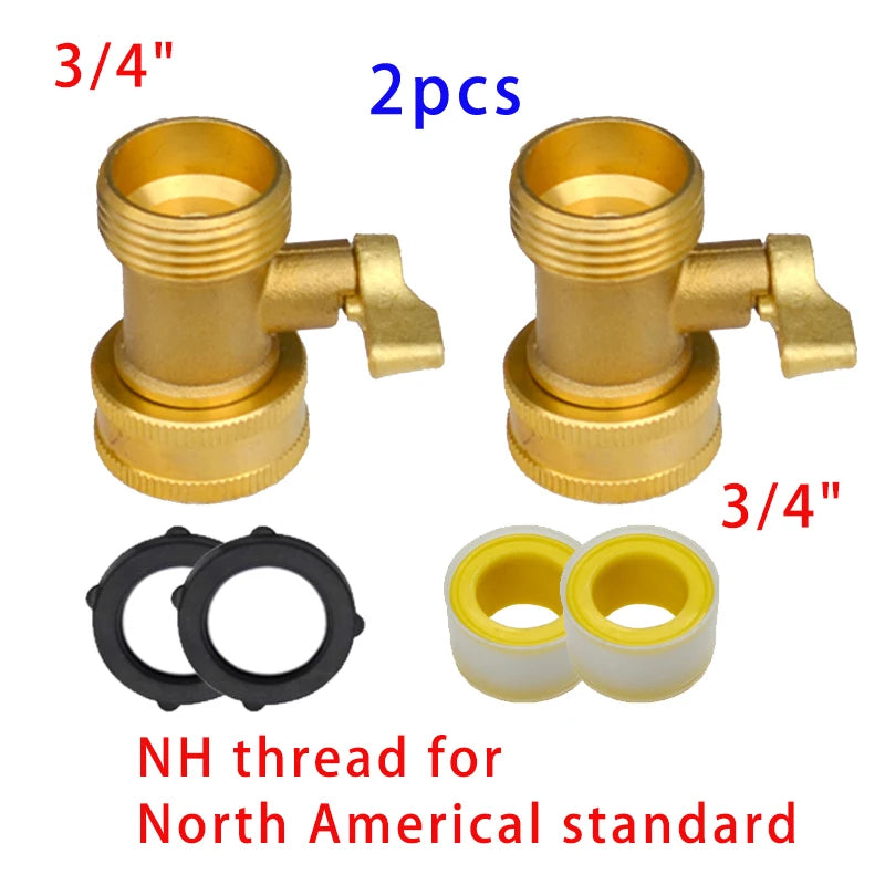 Heavy Duty Brass 1-2-4 way Splitter Garden Hose Hexagonal Connector with Comfortable Grip Shut Off Valves Adapter for Water Tap
