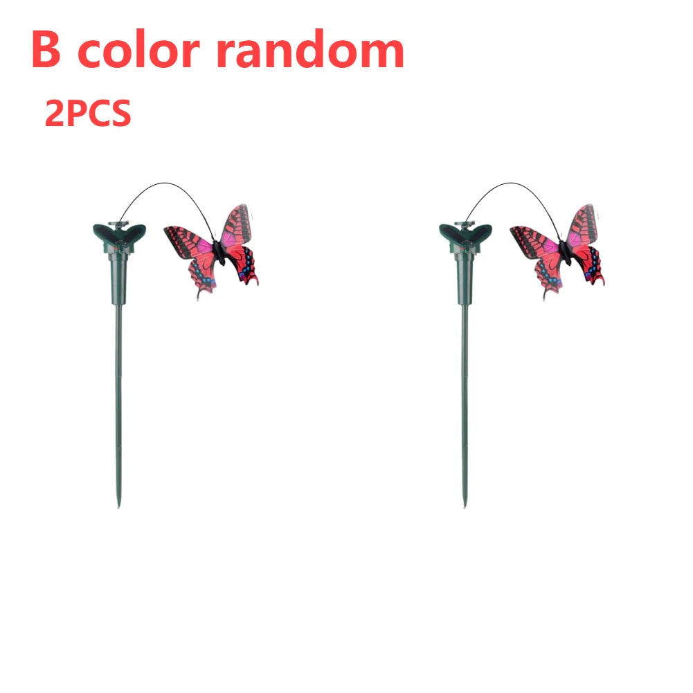1-3PCS Solar Powered Flying Wobble Butterfly Ornament Durable Garden Dancing Fluttering Butterfly Humming Bird Stake Lawn Decor