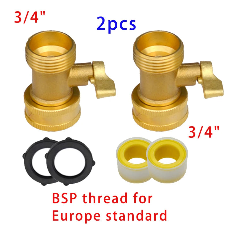 Heavy Duty Brass 1-2-4 way Splitter Garden Hose Hexagonal Connector with Comfortable Grip Shut Off Valves Adapter for Water Tap