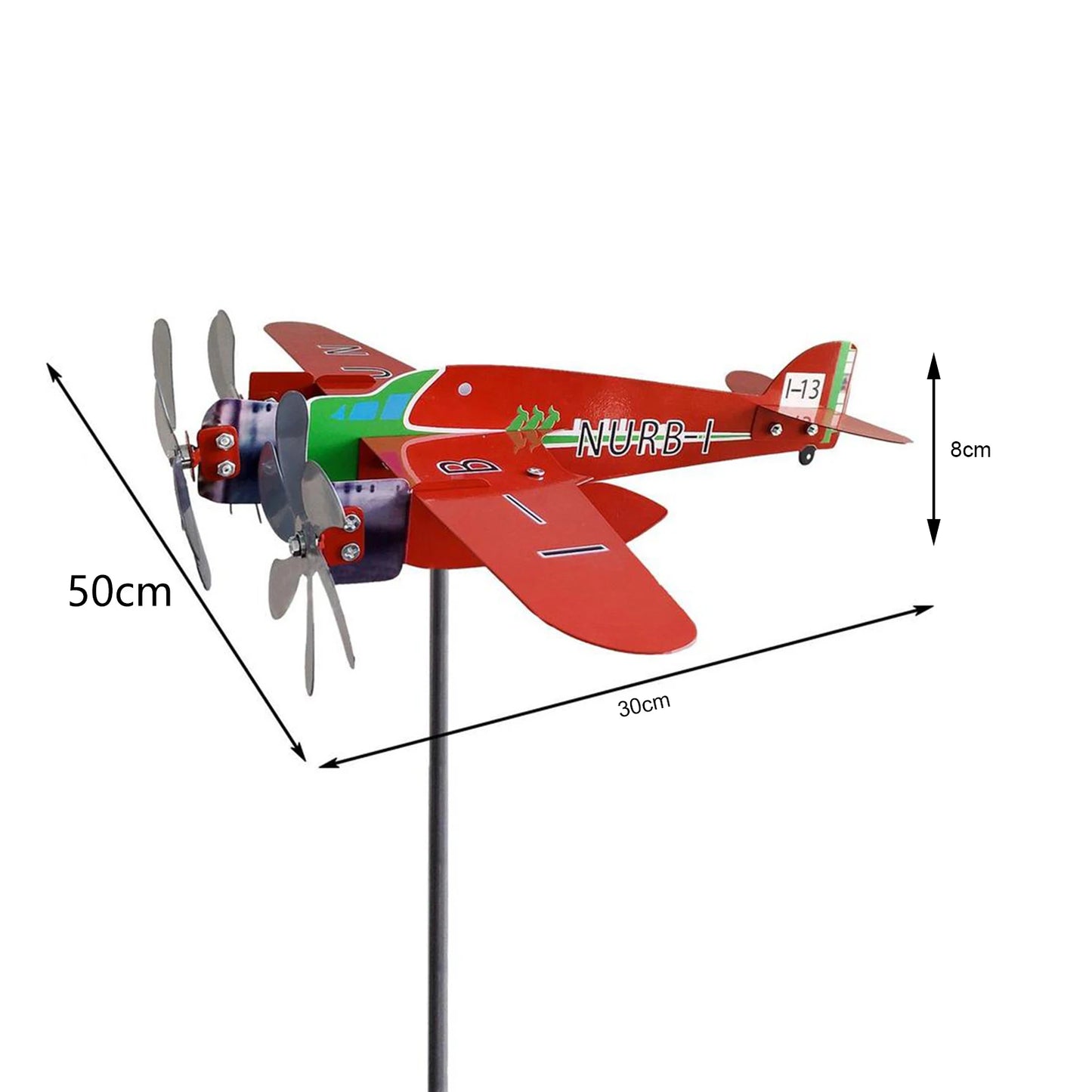 3D Wind Spinner Plane Metal Airplane Weather Vane Plug-in Windmill Outdoor Roof Wind Direction Indicator Ornaments Garden Decor