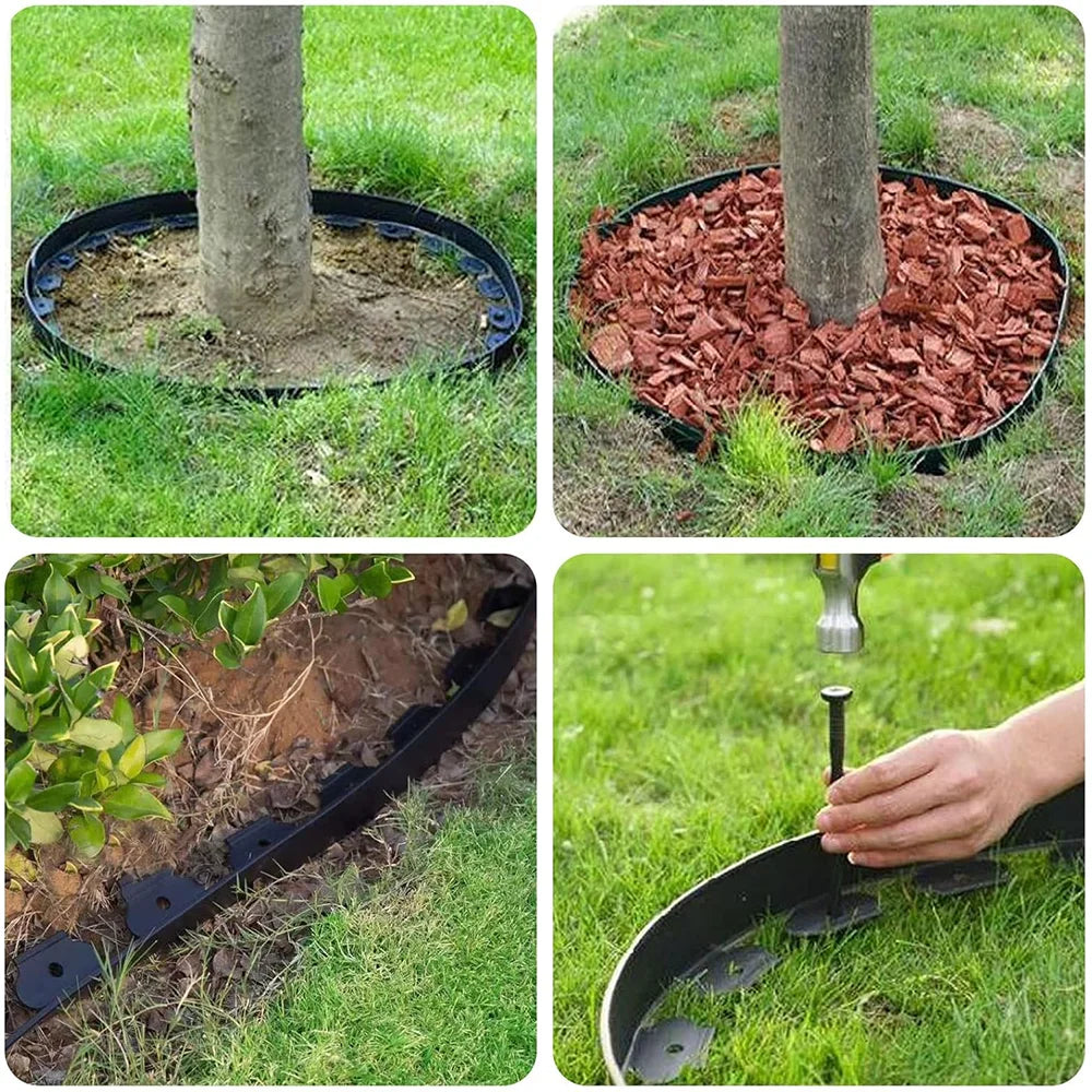 16.4ft Flexible Plastic Lawn Edging with Ground Anchors Garden Grass Lawn Edge Border Fence Path Outdoor Garden Decor