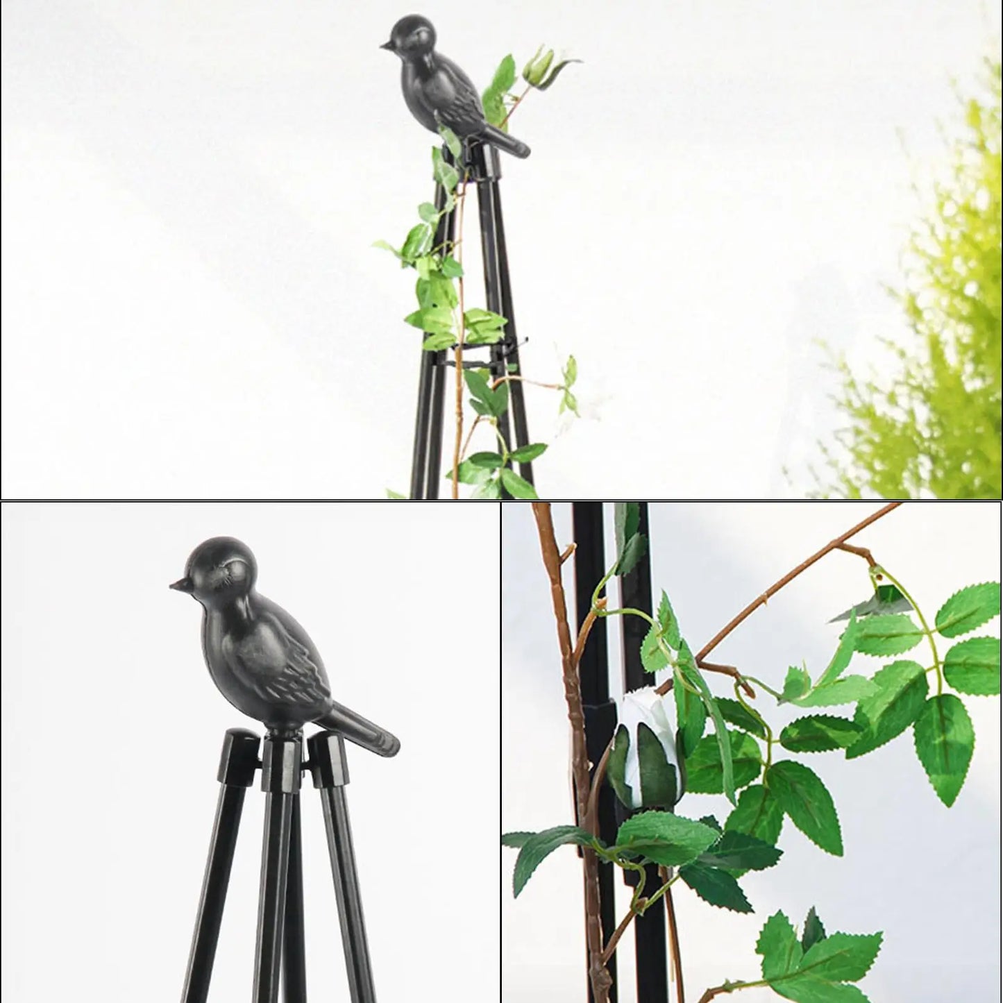 160cm Metal Garden Obelisk Trellis Plant Climbing Frame Climbing Plant Support with Bird Sculpture Weather-Proof Easy to Install