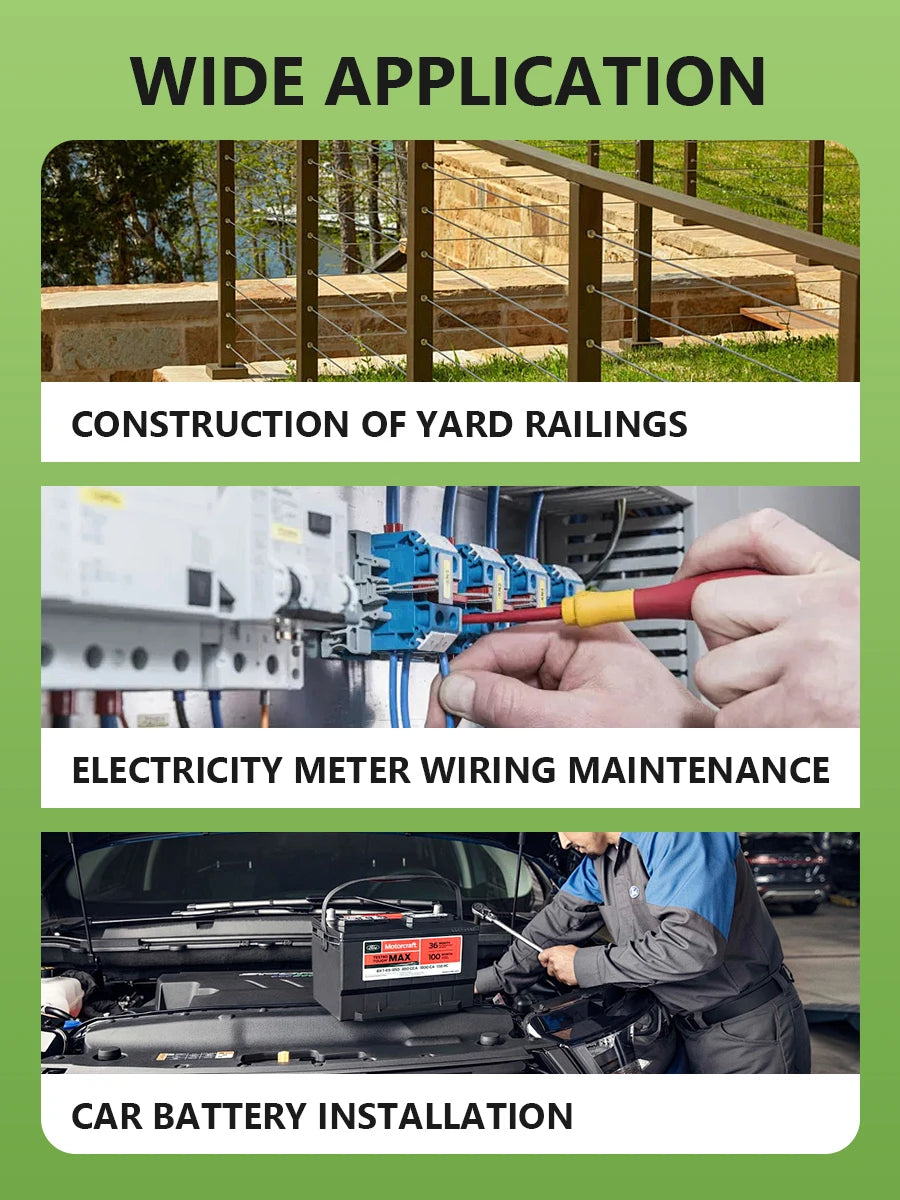Hydraulic Crimping Tool with 9 Dies Battery Cable & Wire Rope Crimper for 12 AWG to 2/0 AWG, Stainless Steel Cable Railing Tool