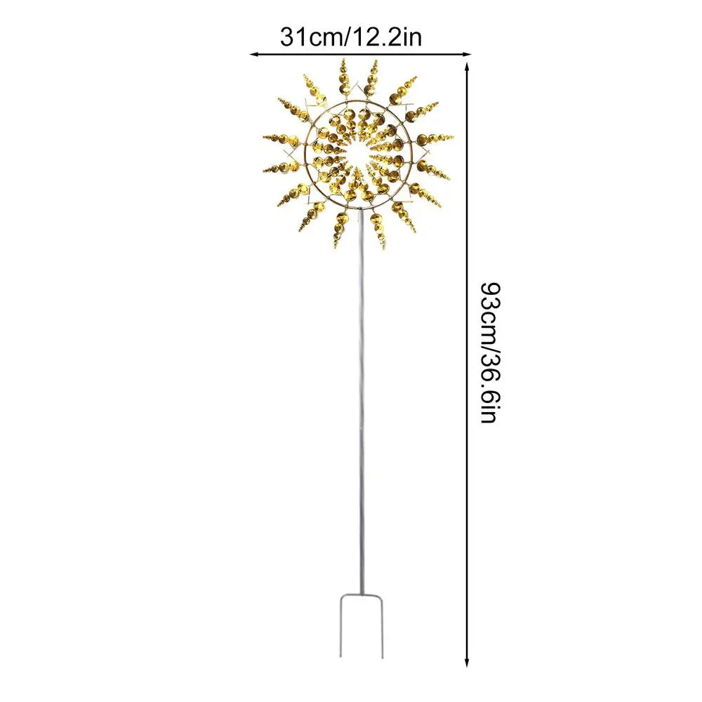 3D Wind Powered Wind Spinners Metal Wind Solar Spinners Garden Iron Windmill Ornaments For Yard And Garden Decor