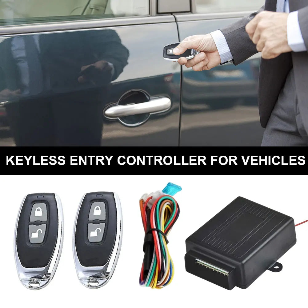 12V Vehicle Keyless Entry System 2 Button Remote Control Car Central Locking System Remote Trunk Release Universal