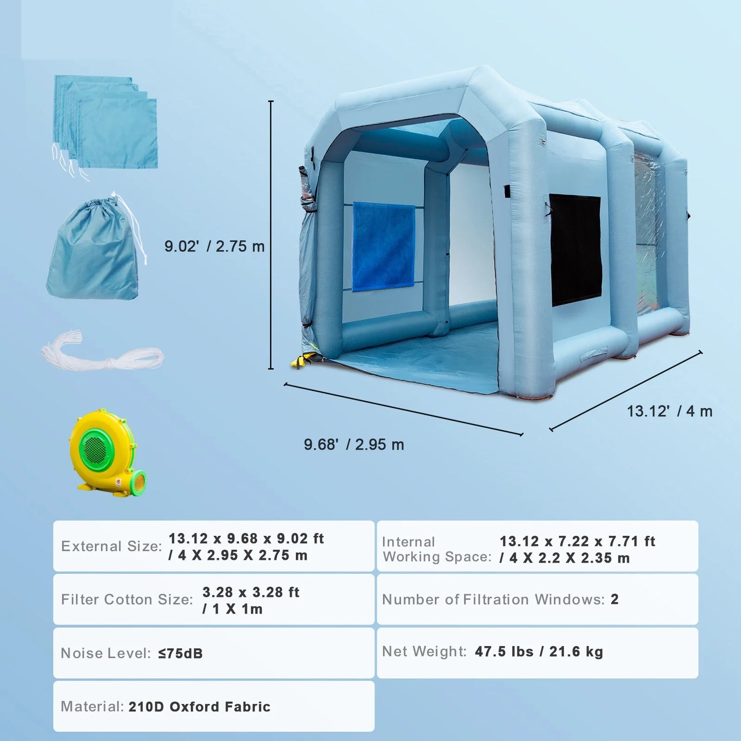SucceBuy Inflatable Paint Booth with Blowers Inflatable Spray Booth Powerful Spray BoothCar Paint Tent Air Filter System