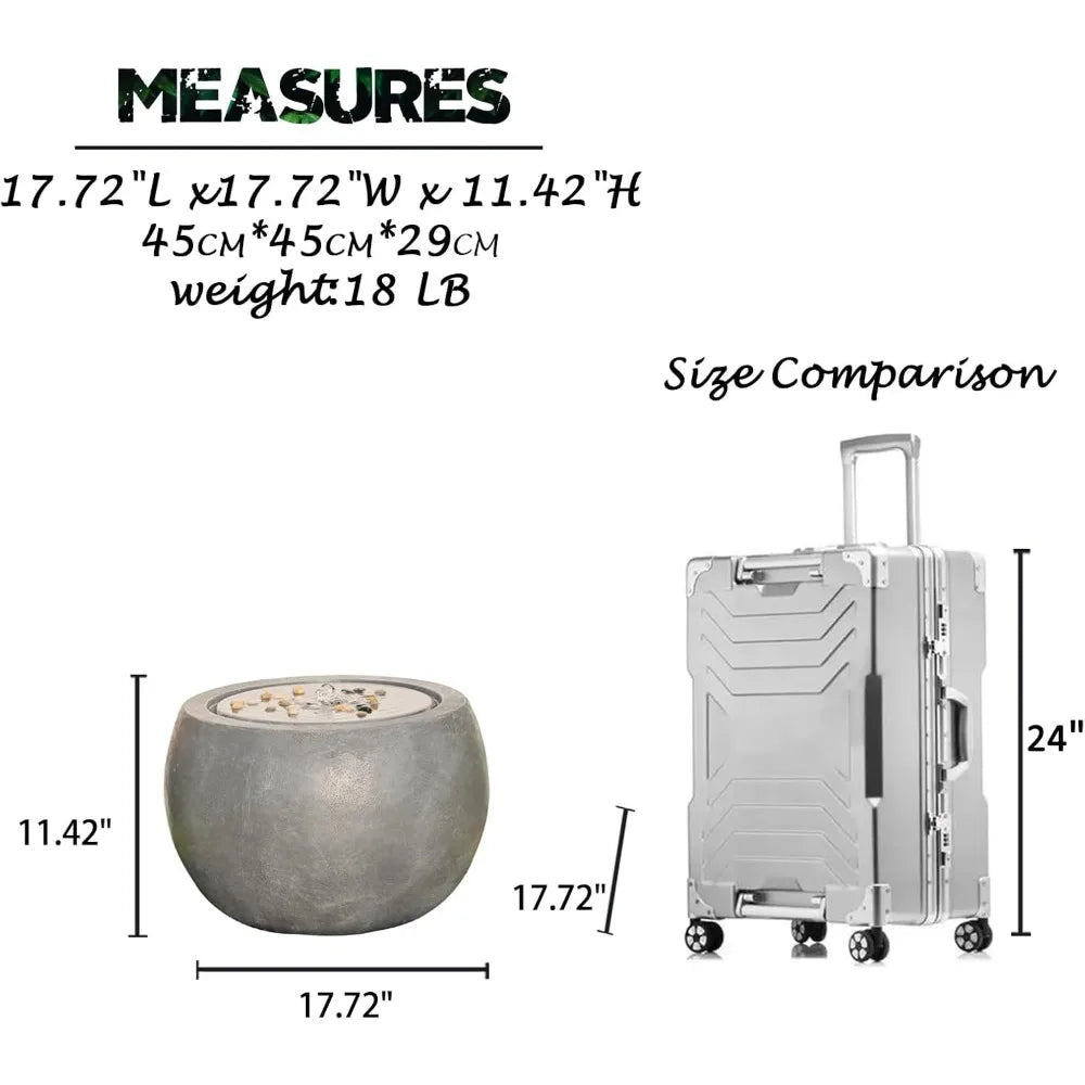 Garden Water Fountain Outdoor Water Feature Indoor with Lights & Pump and Pebbles,Round Flow Fountains Concrete Effect for Patio