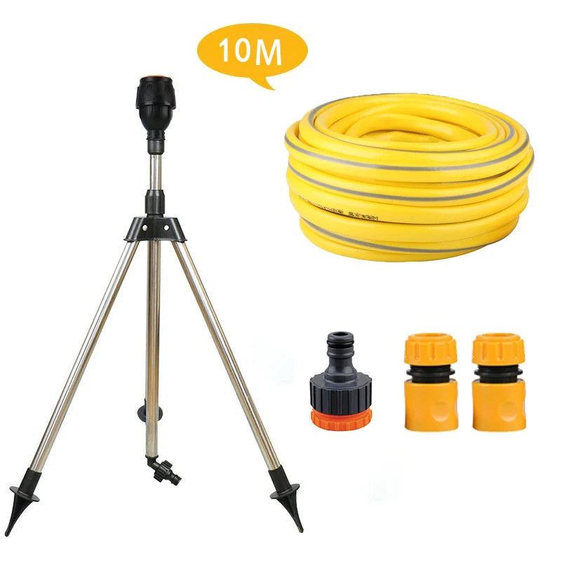 360-Degree Garden Automatic Rotating Sprinkler Stainless Steel Tripod Set Irrigation Stand Water Jet Garden Lawn Sprinkler Tool