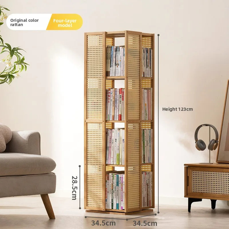 Rotating bookshelf 360 degree floor storage shelf Internet celebrity home simple student bookcase