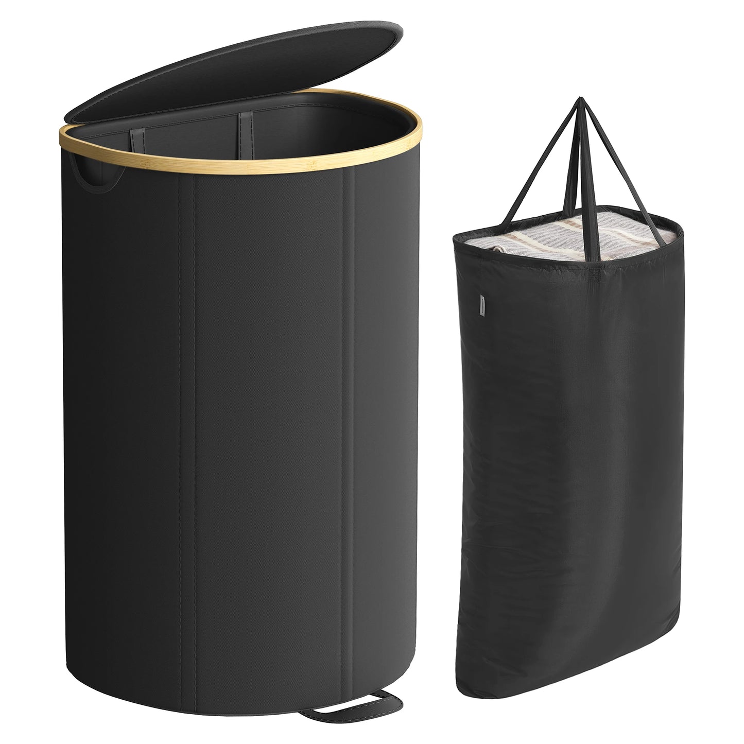 SONGMICS laundry basket Laundry Collector 90 Litre Laundry Ton with Lid Removable Laundry Bag Bedroom