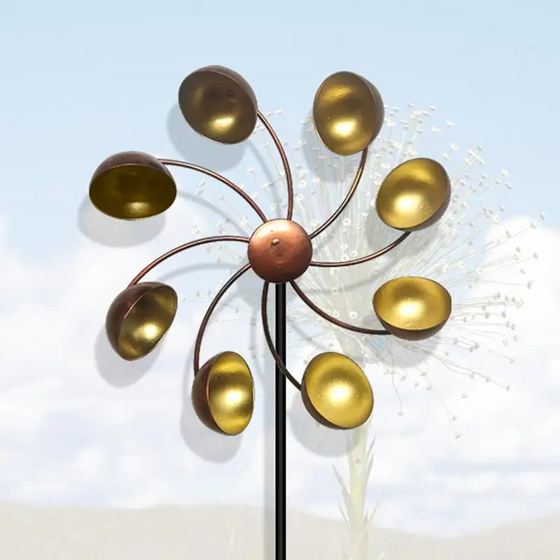 66cm Outdoor Windmill Decoration Garden Iron Rotating Windmill Wind Windmill Garden Yard Outdoor Decor Mental Ground Stake