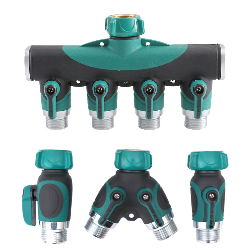 1-2-4 Way Heavy Duty Garden Hose Splitter Faucet Splitter, Outdoor Faucet Splitter Adapter for Water Hose, Water Spigot Splitter