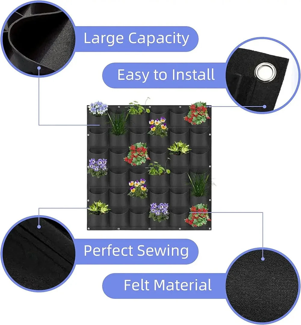 Wall Hanging Pockets Planting Bags Flower Pot Home Garden Grow Bag Garden Planter Vertical Suculentas Plant Pot Home Decor