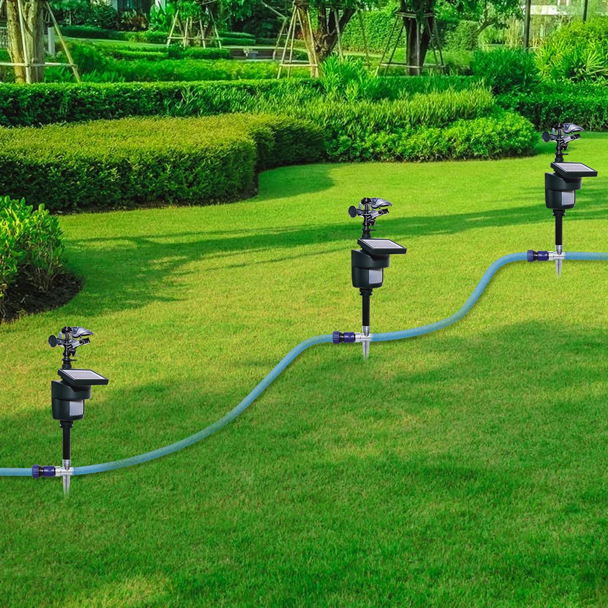 Solar Motion Sensor Sprinkler Eco-friendly Jet Spray Animal Repeller with Solar Panel Garden Pest Bird Control Repellent