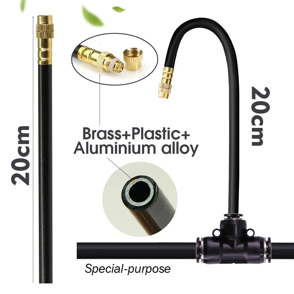 60w Self-priming Pump Garden Misting Cooling System 360° Free-bend Misting Nozzle Adjustable Fine Atomizer for Outdoor Watering