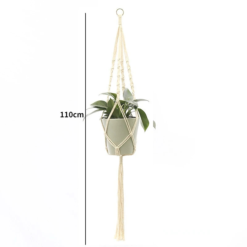 Handmade Macrame Plant Hanger Basket Flower Pot Balcony Hanging Decoration Knotted Lifting Rope Bohemian Style Home Garden Decor