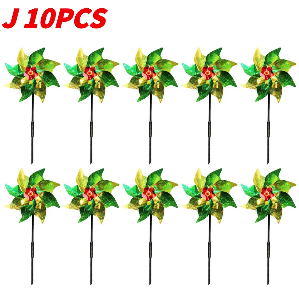5/10PCS Bird Repeller Reflective Windmill Pinwheel Bird-Scaring Windmill Spinner for Garden Lawn Yard Decor and Keep Birds Away