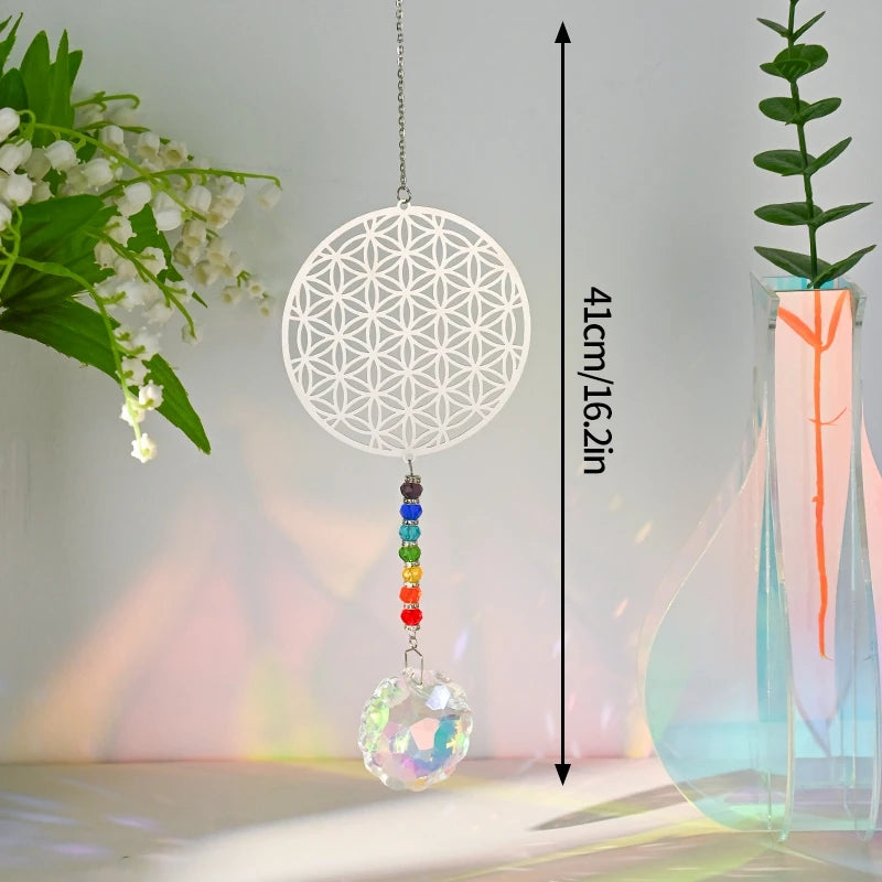 Brass Crystal Rainbow Crystal Hanging Pendants Suncatcher Moon Catcher Stained Glass Wind Chimes Home Garden Decor Kristalle