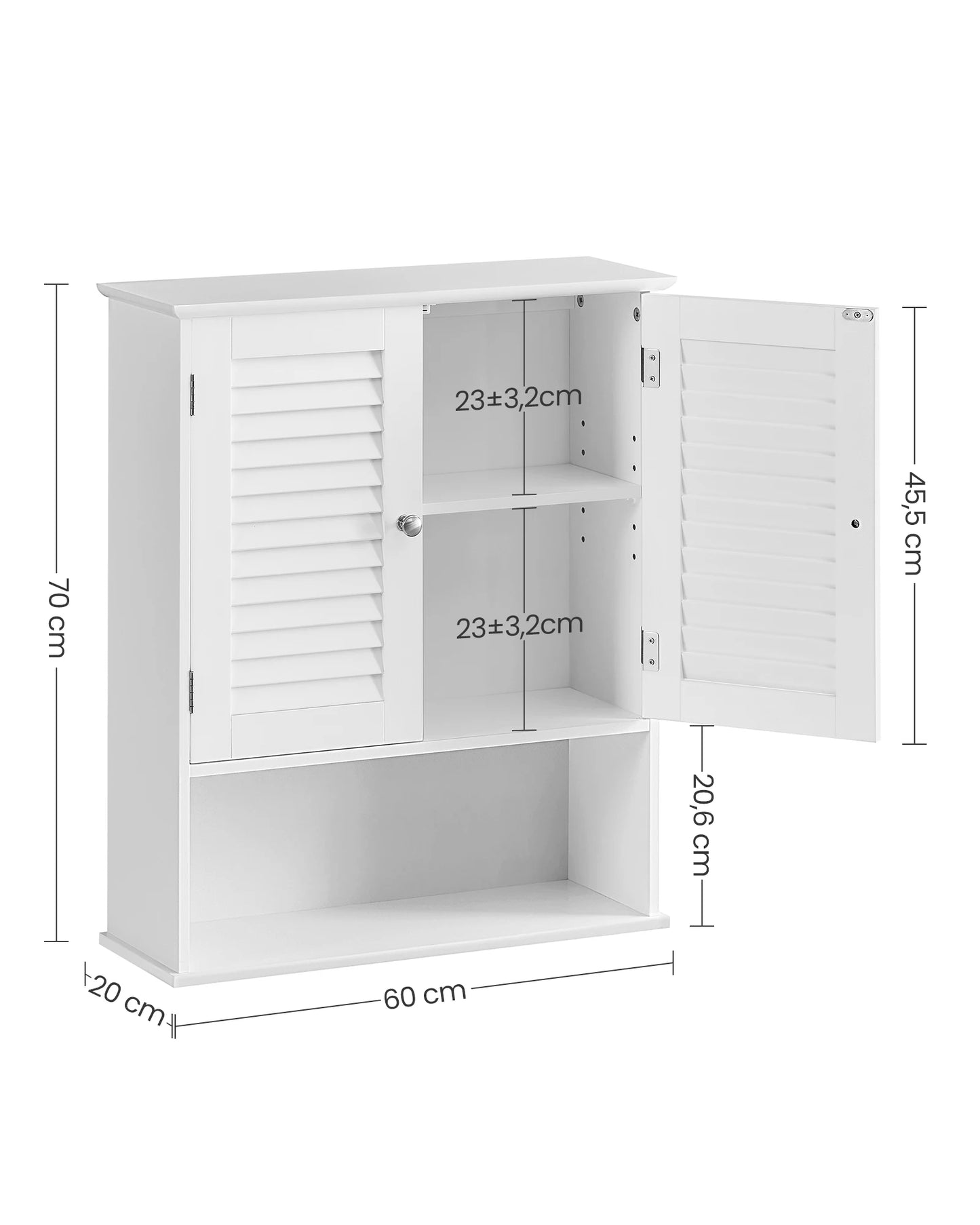 VASAGLE Bathroom Wall Cabinet, Wall-Mounted Bathroom Storage Cabinet, Medicine Cupboard with Adjustable Shelf