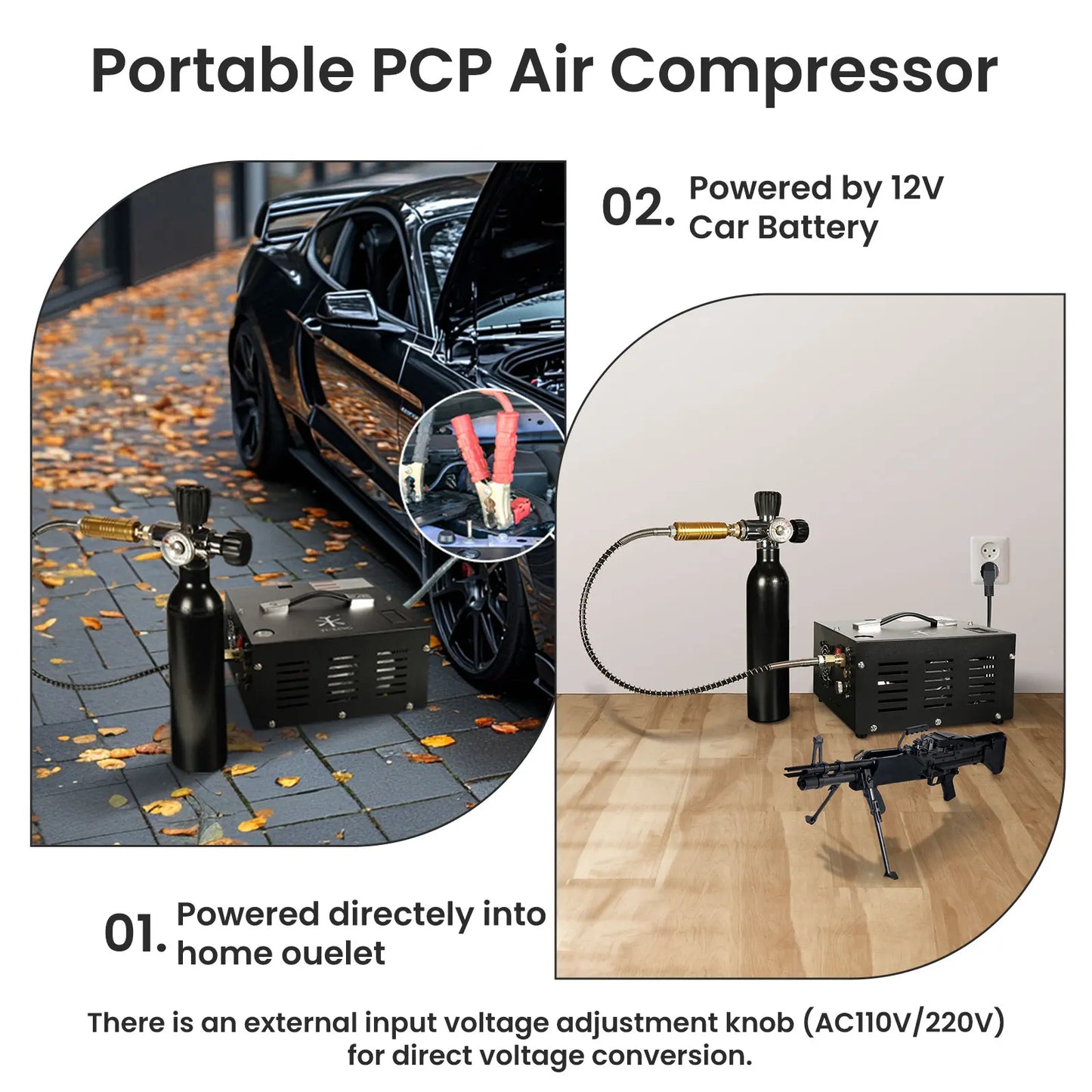 TUXING TXES061 4500Psi PCP Air Compressor 300Bar Portable High Pressure Compressor Built-in Transformer for Diving Tank Airgun