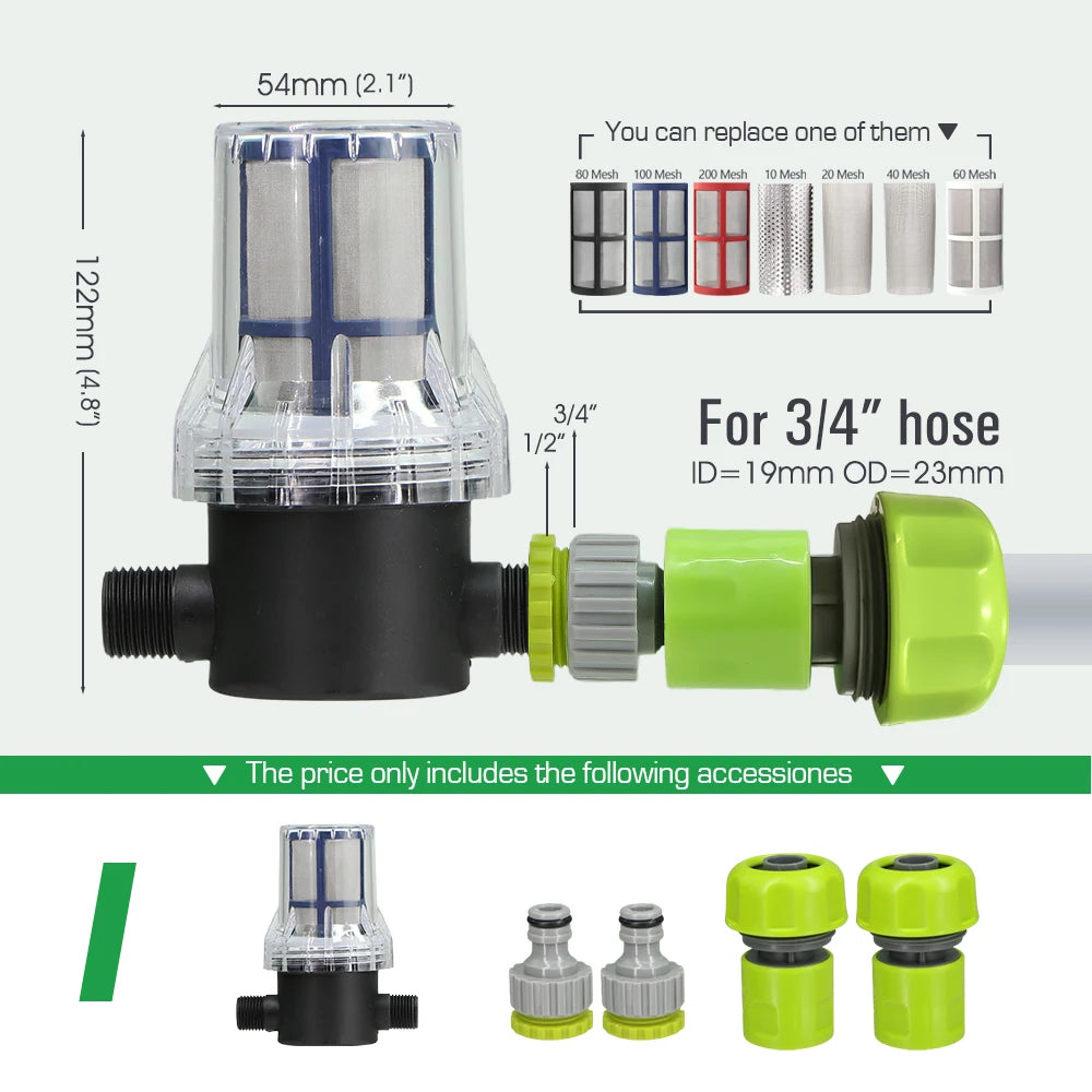 10-200 Mesh Filter 1/2" Garden Hose Filter 16mm Pacifier Quick Connector Agricultural Irrigation Pipe Tube Prefilter Percolator