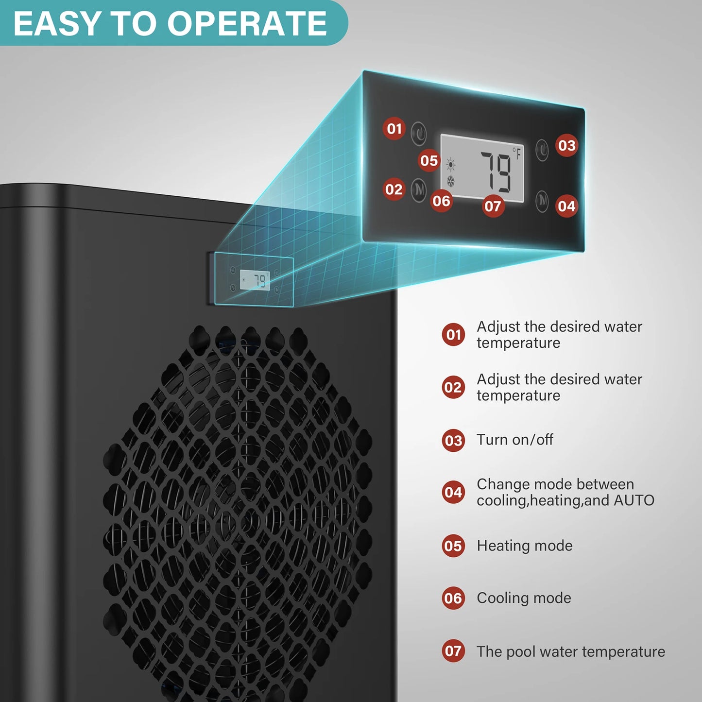 6K BTU Pool Heat Pump for Above Ground Pools