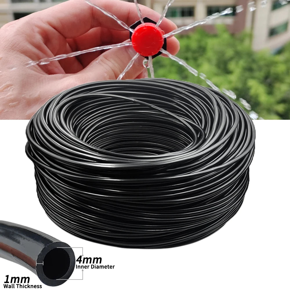 WUJIE 5M-30M Garden Irrigation Outdoor Misting Cooling System Watering 1/4'' Brass Atomizer Nozzles 4/7mm Hose Patio Greenhouse